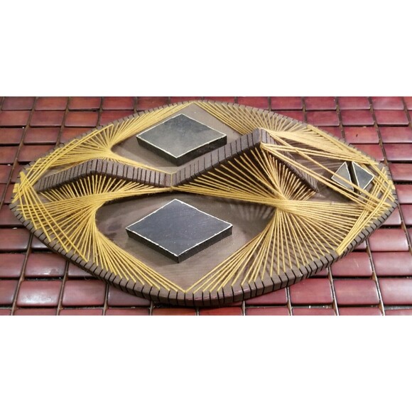 Vintage Midcentury String Art 3D African Tribal Mask Wall Art 18.5"x12.25"x4.75" - Picture 4 of 5